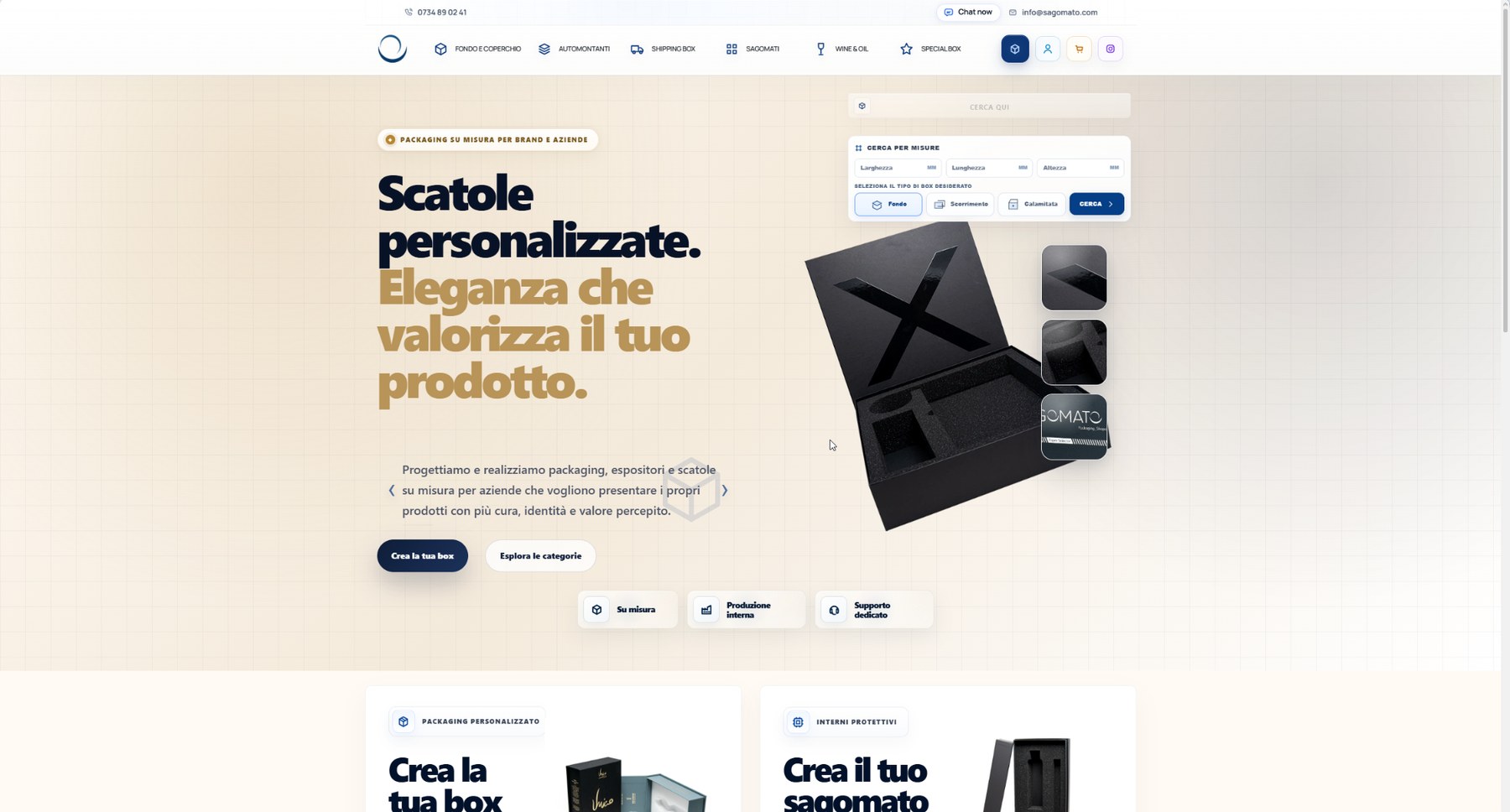 Screenshot progetto Sagomato.com